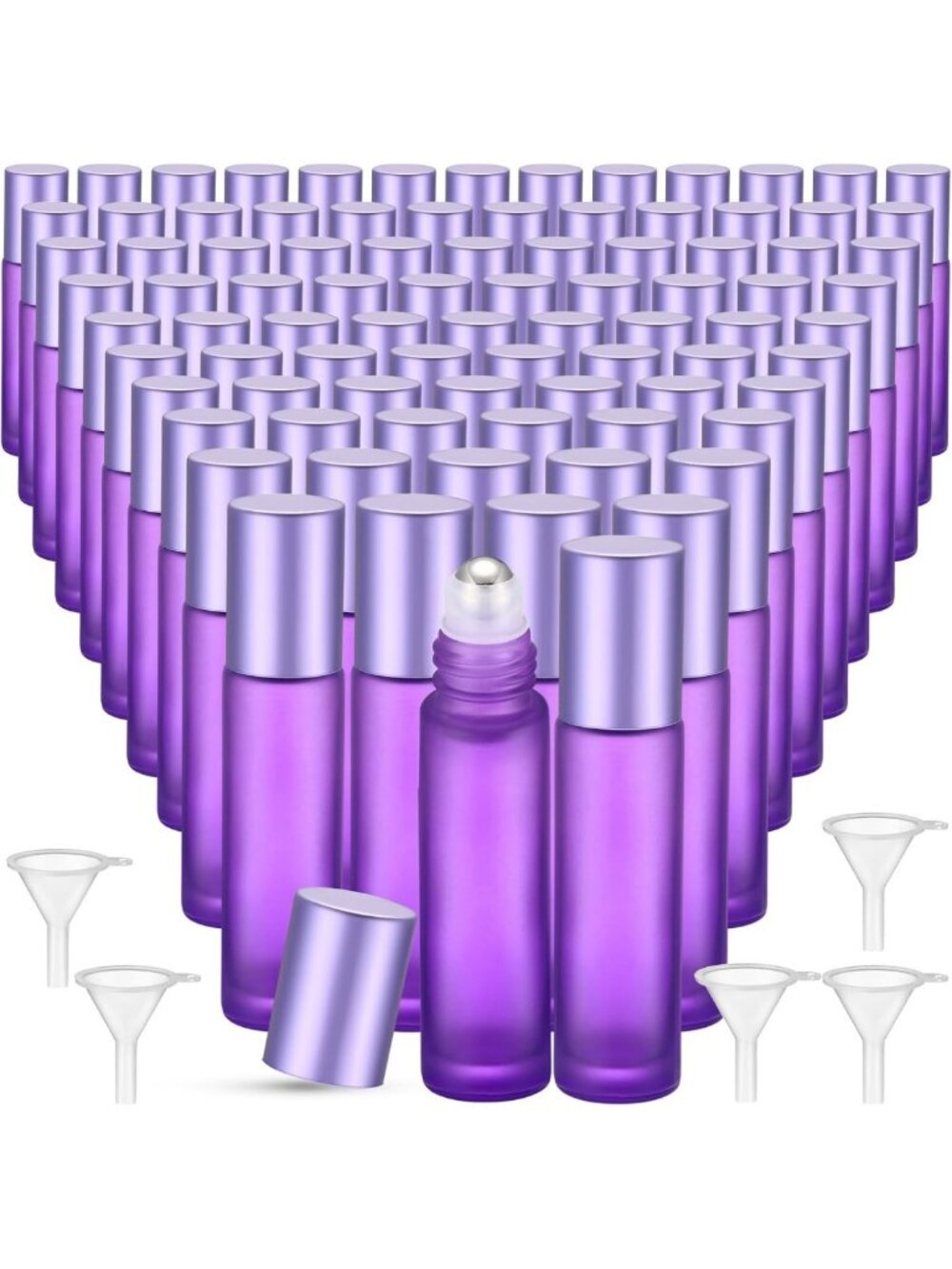 150 Pcs 10ml Frosted Glass Roller Bottles - Purple, Essential Oil Containers